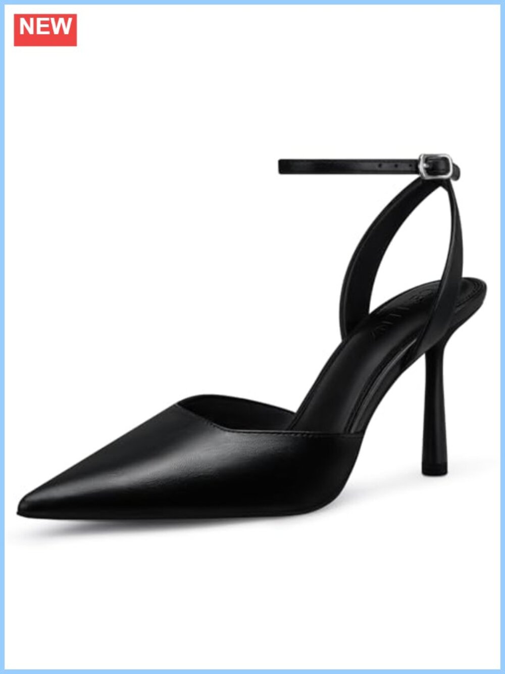 Faux Leather Stiletto Heels Closed Toe Pumps Strappy